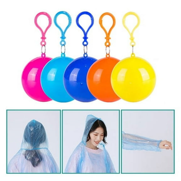 Cheers.US Disposable Emergency Raincoats, Colorful Rain Poncho with Hook Portable Ball