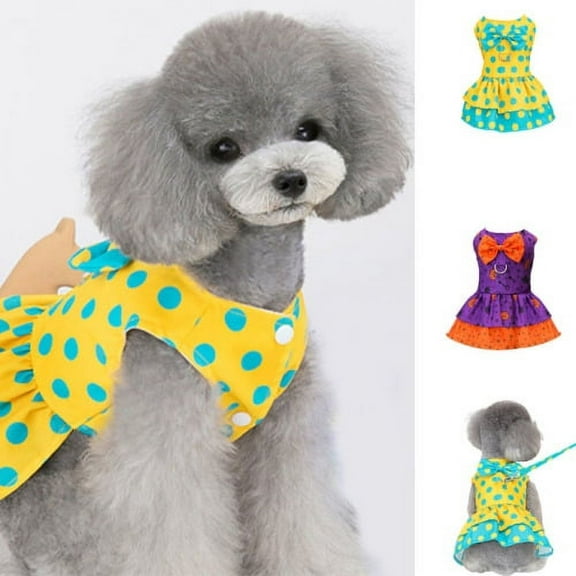 Cheers.US Dog Dress Harness with Leash Bow-knot Fashion Spring Summer Pet Skirt Clothes Puppy Costume,Sweat-absorbent, Fashion, Lovely for Pet Dog and Cat