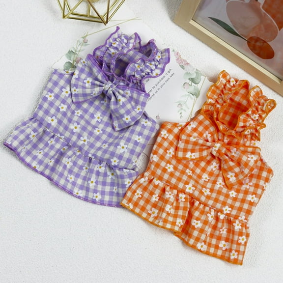 Cheers.US Dog Dress Pet Puppy Bowknot Princess Skirt, Spring Summer Dog Vest Shirts Sundress, Sweet Wedding Party Dresses Pet Clothes Apparel for Small Dogs and Cats
