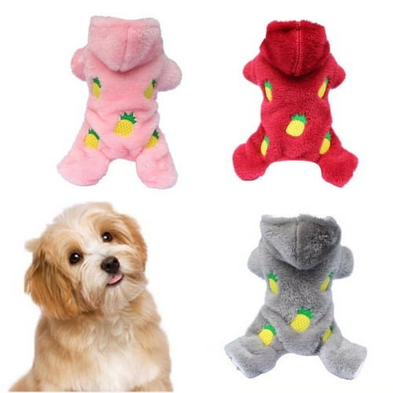 Cheers.US Dog Pajamas Hooded All Matched Flannel Plush Pet Outfit Onesie Coat Winter Supplies for Small, Medium, Large Dogs Walking Hiking Travel Sleep