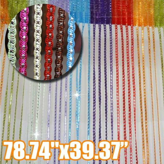 Cheers.US Door String Curtains,Wall Panel Fringe Window Room Divider Blind,Home Patio Bedroom Decorative Tassel Screen Ribbon Strings Strip Silver Thread Screen for Wedding Party Event