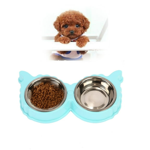 Cheers.US Double Dog Cat Bowls Premium Stainless Steel Pet Bowls No-Spill Resin Station, Food Water Feeder Cats Small Dogs