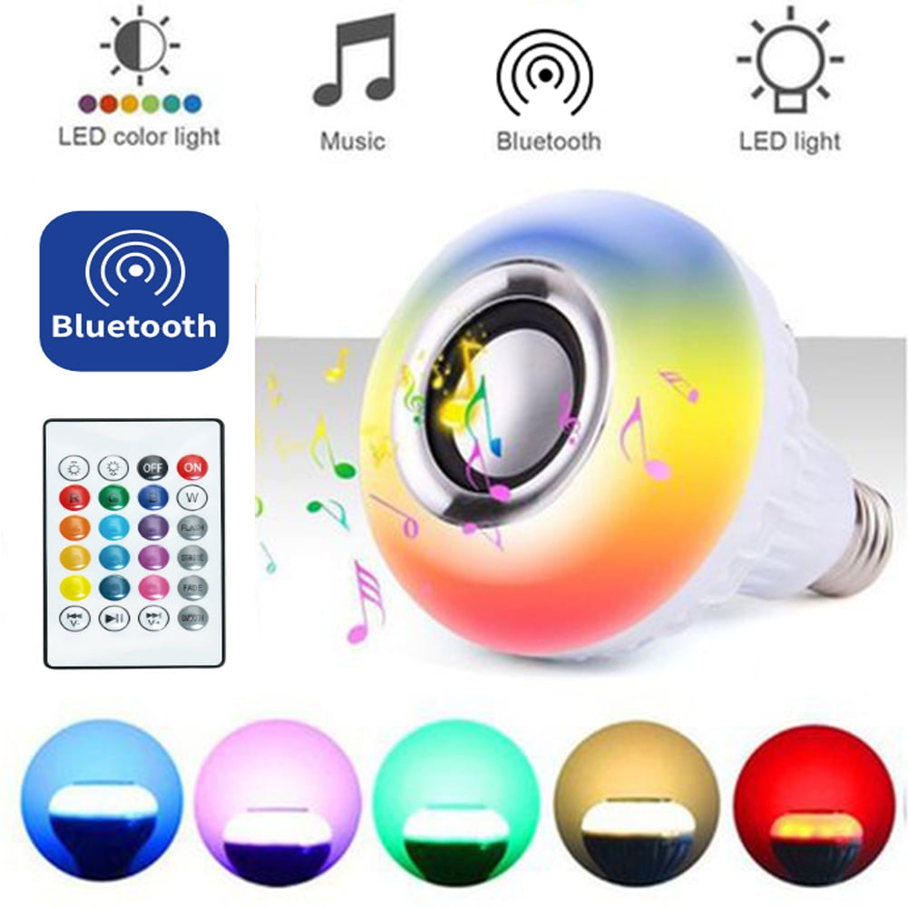 Cheers.US E27/B22 Lamp Smart LED Light Bulb Bluetooth RGB Colour Music Speaker With Remote