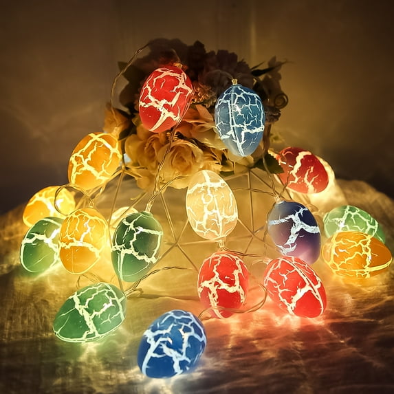 Cheers.US Easter Eggs LED String Lights Battery Operated Fairy String Lights Easter Decorations for Bedroom Wedding Indoor Party Decor