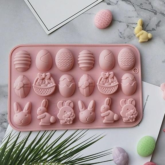 Cheers US Easter Mold Easter Egg Mold Rabbit Mould Duck Resin Chocolate Mold Silicone Candy Pan for Easter Party Fondant Jelly Dome Mousse Cake Topper Making