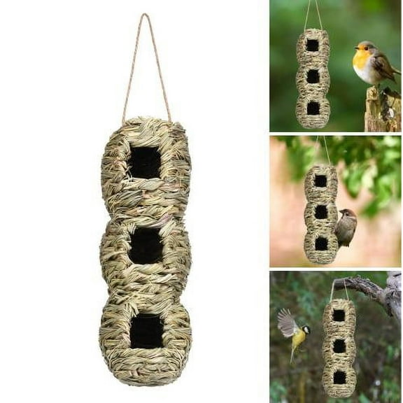 Cheers.US Eco-Friendly Birds Cages Nest Roosting,Grass Bird Hut,Hanging Bird House,Cozy Resting Place,Ideal for Birds - Provides shelter from Cold Weather