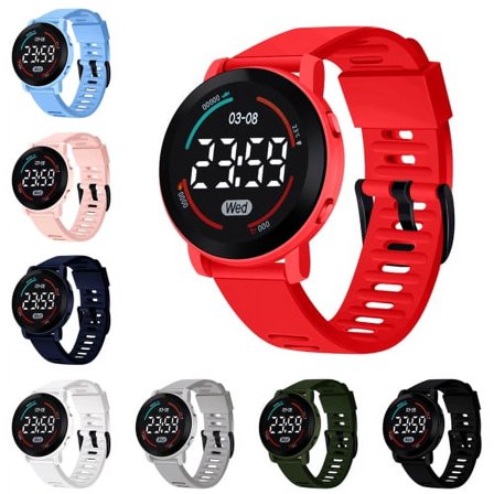 Electronic Watch Life Waterproof Button Operation LED Sports Digital Wrist Watch Birthday Gift,Luminous, Button Operation, Comfortable for Student