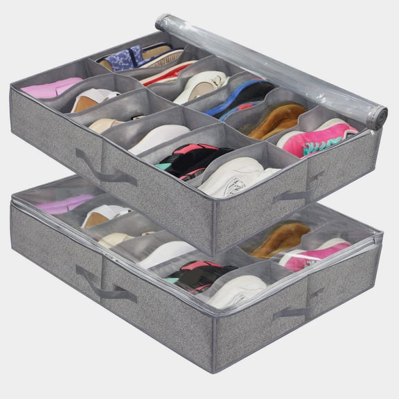Cheers US Extra-Large Under Bed Shoe Storage Organizer - Underbed Storage Solution Fits Men's and Women's Shoes, High Heels, and Sneakers