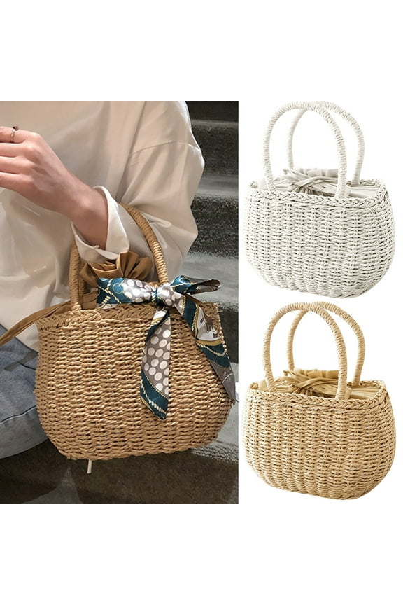 Fashion Bamboo Rattan Handbag, Rustic Handwoven Bag for Women, Honey Brown, Boho Chic Style for Women Summer Wooden Beach Purse Handmade Basket Handle Handbags