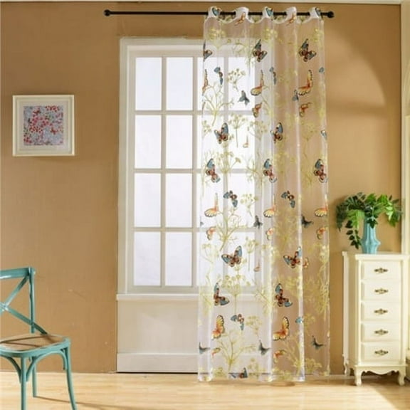 Cheers.US Fashion Home Window Decor Voile Valance Tulle Floral Butterfly Sheer Curtains