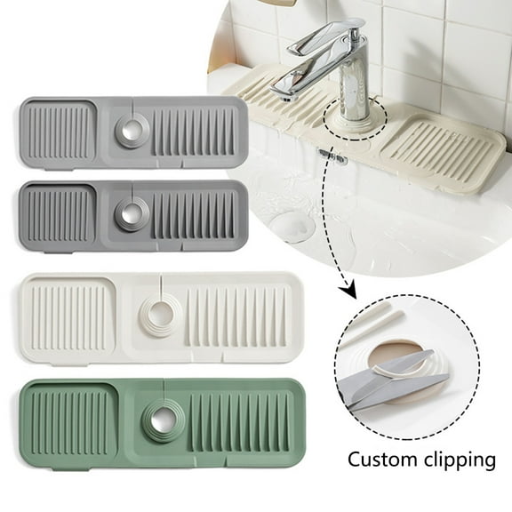 Cheers.US Faucet Handle Drip Catcher Silicone Mat, Faucet Splash Guard, Sink Splash Guard for Kitchen Faucet Sink Drying Mat for Soap Sponge Accessories Sink Tray for Bathroom