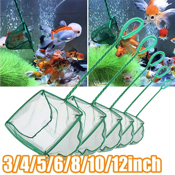 Cheers.US Fine Mesh Fish Net for Fish Tank - Aquarium Net Scoop, Aquarium Fish Skimmer Net with Plastic Handle for Catching Small Fish, Shrimp, Aquatic Plants-3/4/5/6/8/10inch