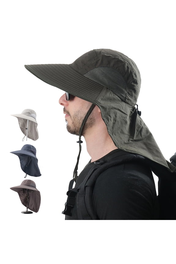 Cheers US Fisherman Hat Waterproof Breathable Fishing Hat w/UV Sun for Hiking Safari Camping Outdoors Gardening Summer Wide Brim Polyester Hat UPF 50+