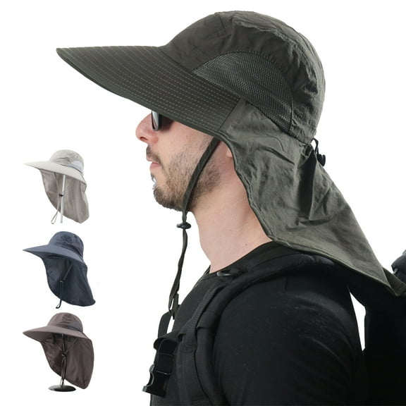 Cheers US Fisherman Hat Waterproof Breathable Fishing Hat w/UV Sun for Hiking Safari Camping Outdoors Gardening Summer Wide Brim Polyester Hat UPF 50+