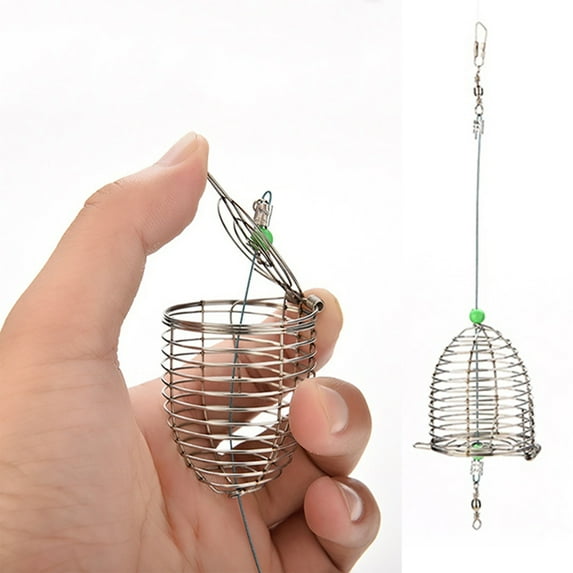 Cheers.US Fishing Bait Trap Cage Feeder Basket Lures Bait Fishing Accessories Stainless Steel Bait Cage Fishing Gear Accessories Fishing Supplies