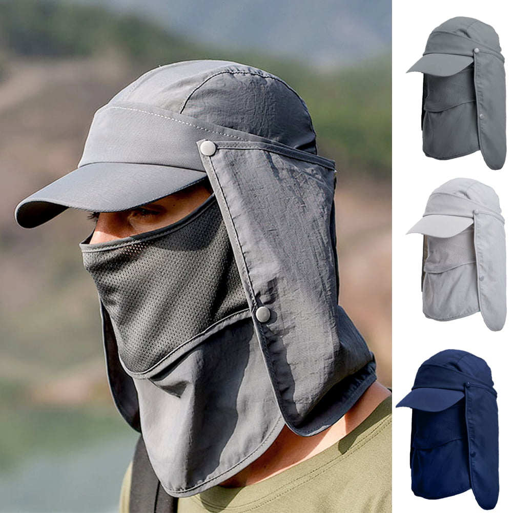 Cheers.US Fishing Hat Sun Cap UPF 50+ Outdoor Hiking Hat with Removable  Mesh Face Neck Flap Cover Windproof