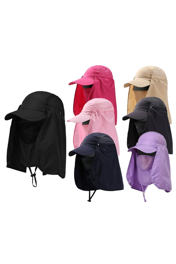 Cheers US Fishing Hats Quick Dry Outdoor Sun Visor Caps with Windproof Face Neck Covering Flap for Women and Men