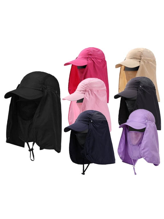 Cheers US Fishing Hats Quick Dry Outdoor Sun Visor Caps with Windproof Face Neck Covering Flap for Women and Men