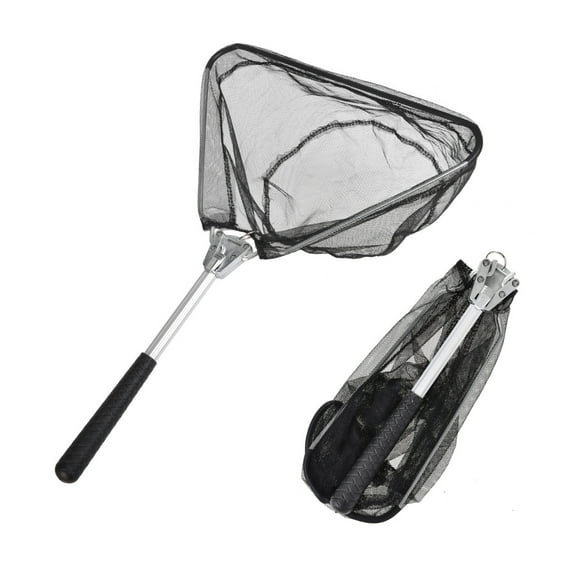 Cheers.US Fishing Net Fish Landing Net, Foldable Collapsible Telescopic Pole Handle, Durable Triangle Nylon Material Mesh, Safe Fish Catching or Releasing