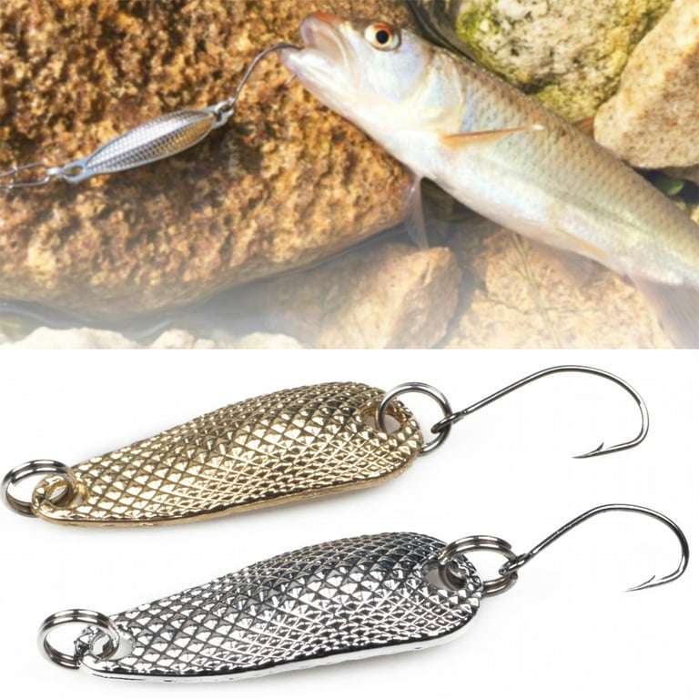Cheers.us Fishing Spoon Lure Reflective Spoon Lure Casting Spinning Metal Jig for Trout Bass Walleye Crappie Pike, Gold