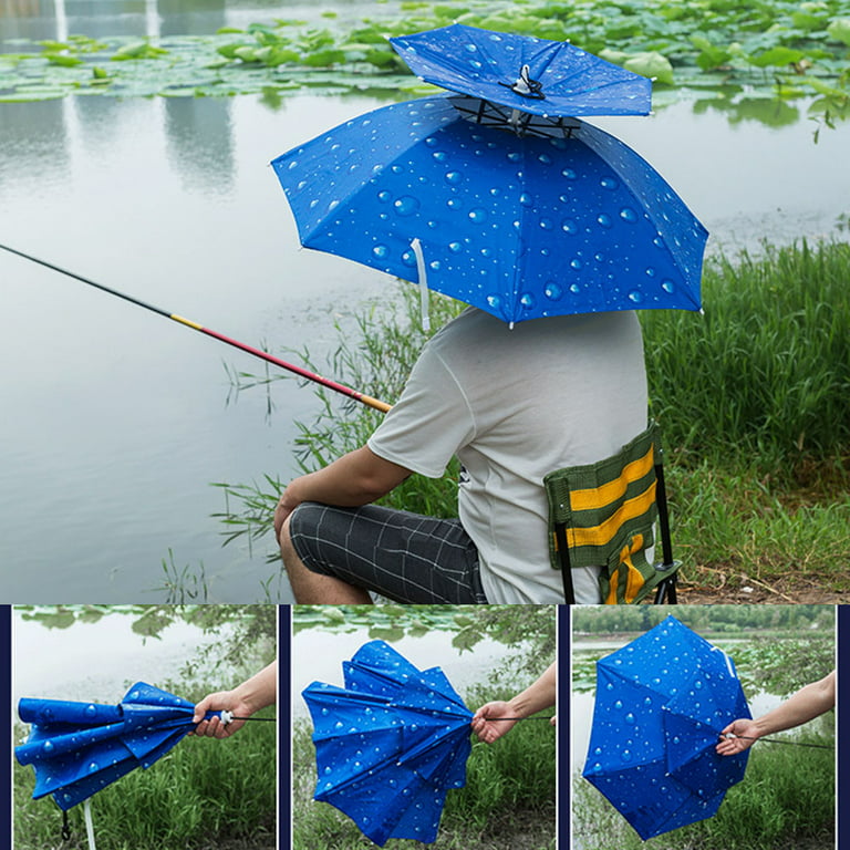 Cheers.US Fishing Umbrella Hat Folding Sun Rain Cap Adjustable  Multifunction Outdoor Headwear