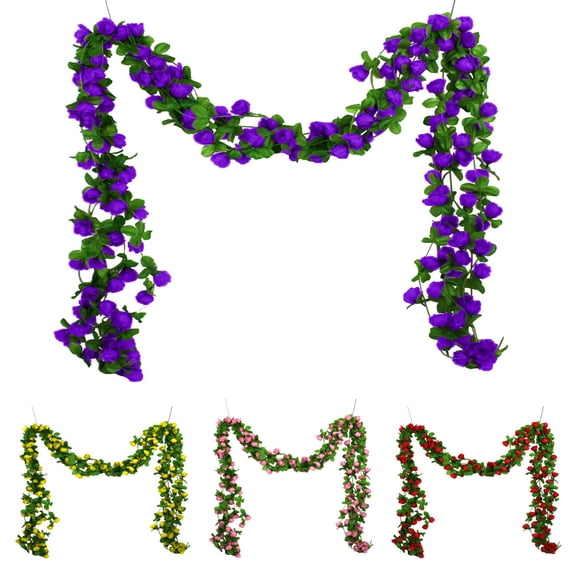 Cheers.US Flower Garland Fake Rose Vine Artificial Flower Wedding Party Garden Decor