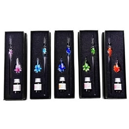Ludlz Glass Pen Set, Calligraphy Set Glass, Pen Holder, Crystal