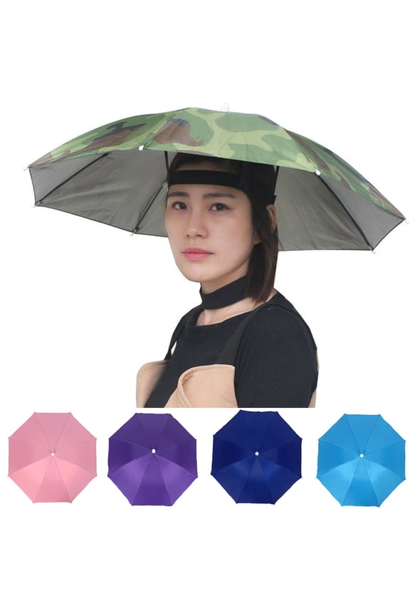 Foldable Anti-Rain Hands Free Umbrella Cap for Adults and Kids, Fishing Golf Gardening Sunshade Outdoor Headwear