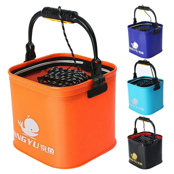 Cheers.US Foldable Fishing Bucket with 1 Tray, 3 Compartments