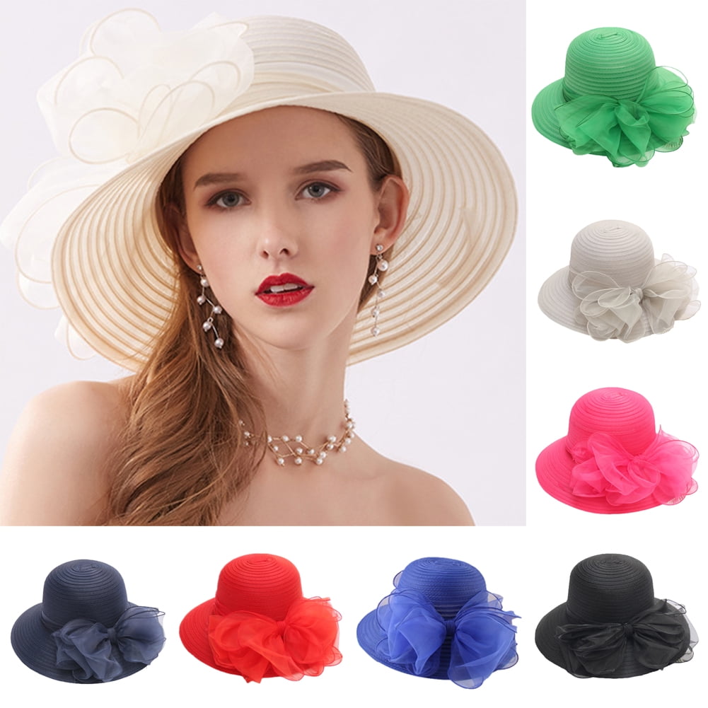 Cheers.US Foldable Lady Derby Dress Church Cloche Hat Bow Bucket Wedding  Bowler Hats for Wedding Tea Party