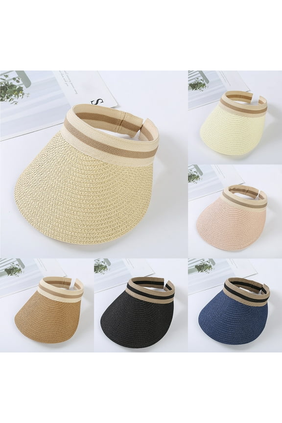 Cheers US Foldable Straw Sun Visors for Women Sun Protecetion Wide Brim Sun Hats Adjustable Beach Hat
