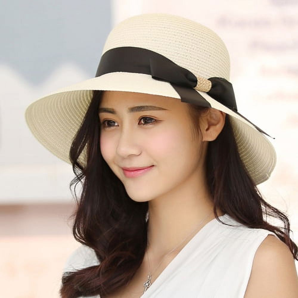 Cheers.US Foldable Womens Hat Wide Brim Floppy Beach Cap Adjustable Sun