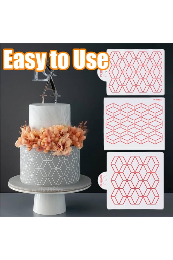 Food Grade Cake Stencil Flowers Plastic Powdered Sugar Sieve Mould, Geometric Pattern Lace Border Cake Stencil Plastic Lace Cake Boder Stencils Mould Cake Decoration