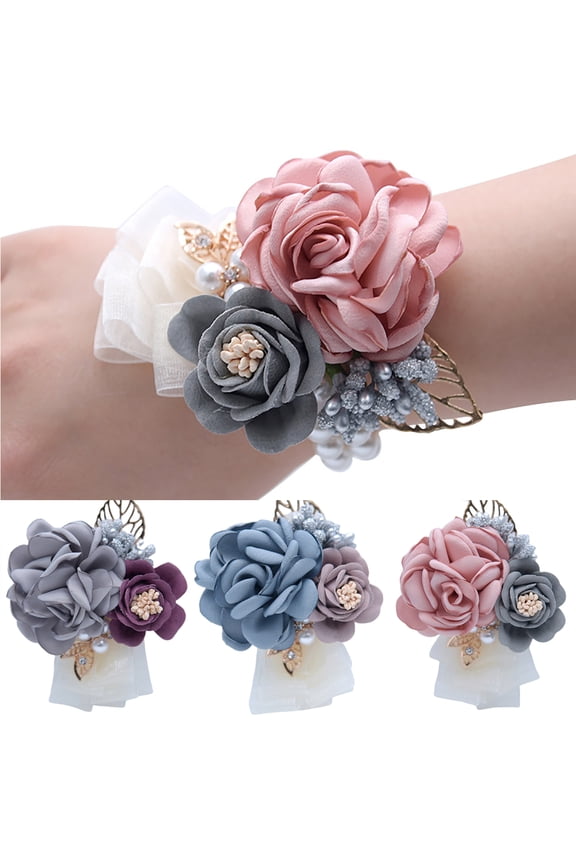 Girl Bridesmaid Wedding Wrist Corsage Party Prom Hand Flower Decor
