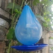 Cheers.US Glass Wild Bird Waterer, Wild Bird Feeder for Outdoors, Teardrop-Shaped Water Cooler for Garden Tree Yard Outside Decoration, Gray-Blue