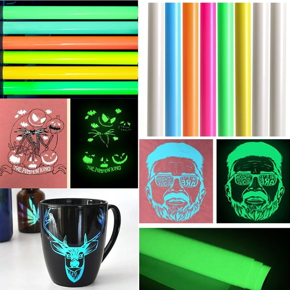 Cheers.US Glow in Dark Heat Transfer Vinyl Sheets, HTV Bundle Luminous Fluorescent Color Press Film Iron on Vinyl for T-Shirt Clothing Decoration Textile DIY Craft