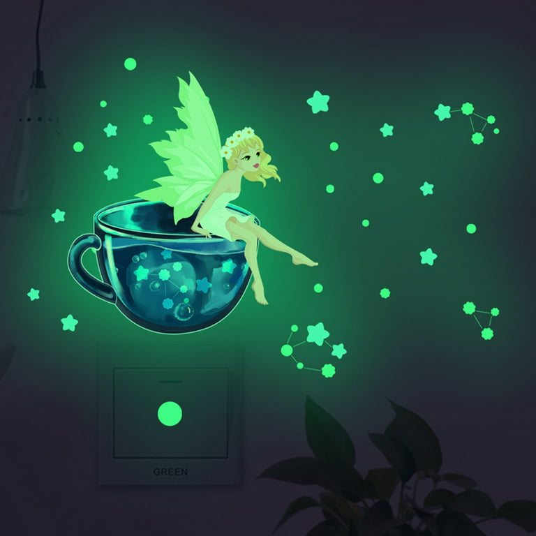 Cheers US Glow in The Dark Fairy Stickers for Wall Decals, Stars