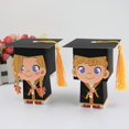 thumbnail image 1 of Cheers.US Graduation Sweet Boxes,10pcs Doctoral Cap Shaped Gift Box Black Graduation Celebration Treat Sweet Biscuit Chocolate Sweet Box with Yellow Tassel for Graduation Ceremony Party, 1 of 9