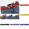 thumbnail image 1 of Cheers.US Grommet Belt, PU Leather Punk Belt 2 Hole Grommet Jeans Belt for Women Men, Multi, Medium Double Rows Waist Belt Simple Adjustable Canvas Wide Metal Buckle Belt Clothes Ornament, 1 of 6