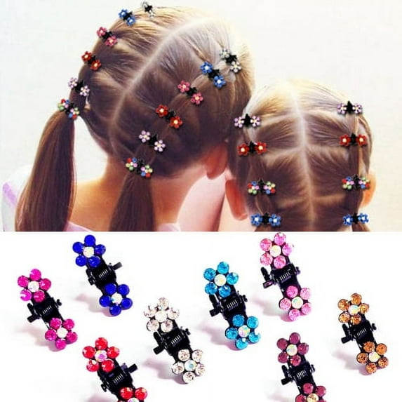 Cheers.US Hair Claw Clips, 12pcs Mini Hair Clips No-Slip Grip Jaw Clips Glitter Teeth Clips Rhinestone Hair Clips Rhinestone Clamps Flower Hair Accessories for Women Girls