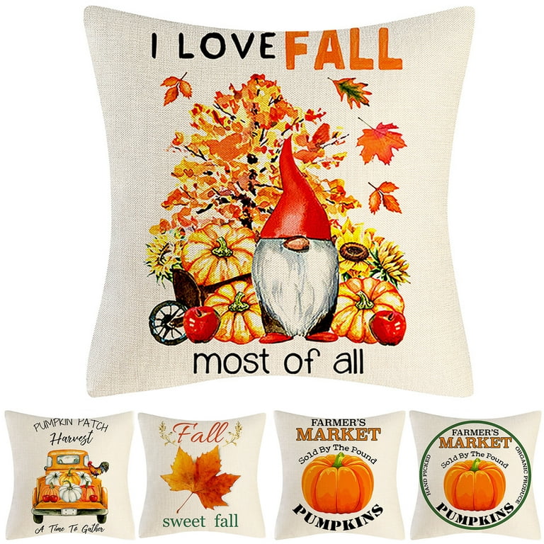 Gather Pumpkin Harvest Pillow Cover | Primitive Pumpkin Decor | Farmhouse Pillows | Country Decor | Fall Throw Pillows | Cute Throw Pillows