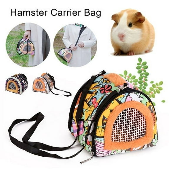 Cheers.US Hamster Carrier Bag with Detachable Strap Breathable Portable Small Animal Carrier Travel Bag,Portable, Breathable, Large Space Suitable for Small Pet