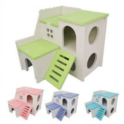 Cheers.US Hamster Hideout House with Ladder Ventilated Design Double Layers Hedgehog Chinchilla Villa Living Hut Pet Supplies,Ventilated, Eco-friendly, Stable Structure