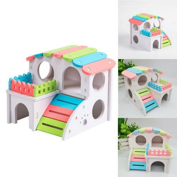 Cheers.US Hamster House -Breathable Double Layers Living Hut Small Pets Hamster Hideout Hut Pet Toy Assemble Small Animal Hideout Hut for Mouse