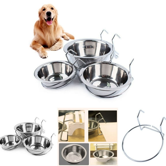 Cheers.US Hanging Pet Bowl Dog Crate Bowl Dog Kennel Food Water Bowls Bunny Feeder with Hook for Dogs Cats in Crate Cage Kennel