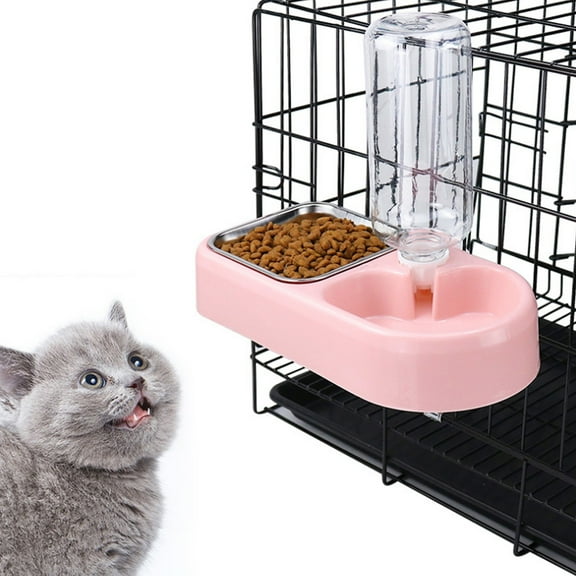 Cheers.US Hanging Pets Automatic Portable Crate Kennel Cage Water Feeder Dispenser Drinking Fountains Leakproof Bottle Pet Cage Accessory Decor Supplies No Spill for Cat Rabbit