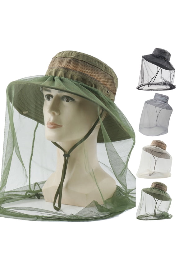 Head Net Hat - Safari Hat Sun Hat Bucket Hat Fishing Hat with Netting Net Mesh for Men/Women