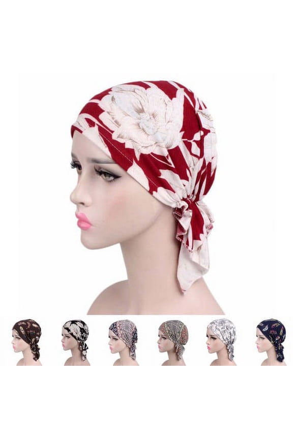 Headwear Headband Neck Gaiter Chemo Cap Hair Loss Beanie Nightcap Head Scarf Fashion Print Stretchy Headdress Dome No Brim Turban Hat for Spa