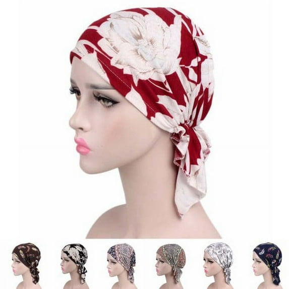 Cheers.US Headwear Headband Neck Gaiter Chemo Cap Hair Loss Beanie Nightcap Head Scarf Fashion Print Stretchy Headdress Dome No Brim Turban Hat for Spa