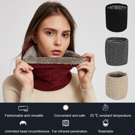 Cheers.US Heated Fleece Balaclava Face Mask, Winter Neck Gaiter Unisex Autumn Winter Soft Washable USB Charging Heating Scarf Bike Neck Warmer